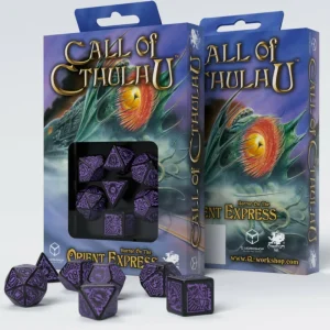 Q Workshop Coc Horror On The Orient Express Black & Purple Dice Set (7) Cheap