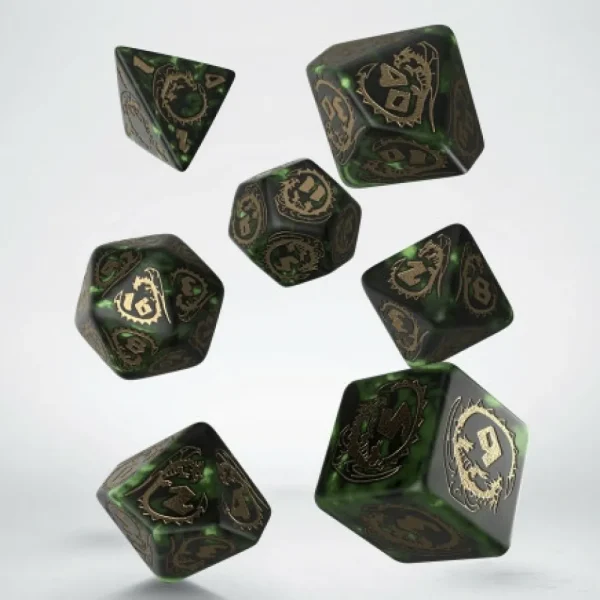 Q Workshop Dragons Bottle Green & Gold Dice Set (7) Hot