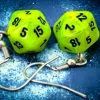 Chessex Hook Earrings Vortex Bright Green Mini-Poly D20 Clearance