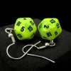 Chessex Hook Earrings Vortex Bright Green Mini-Poly D20 Clearance