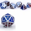 Dice Habit Metal & Enamel Dice Set - Burgundy & Blue New