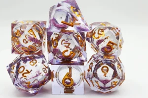 Foam Brain Dice Purple Liquid Core Sharp Edge Resin Rpg Dice Set (7) Cheap